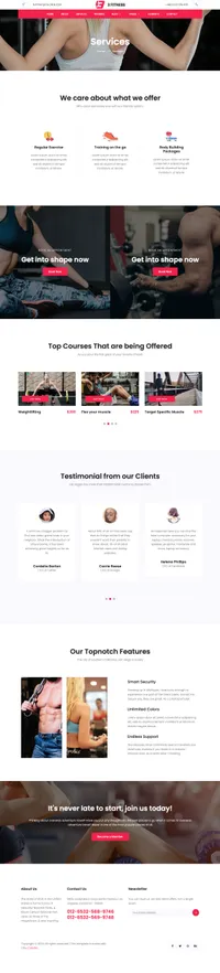 fitness mini website template desktop screenshot