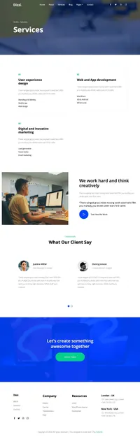dizzi mini website template desktop screenshot