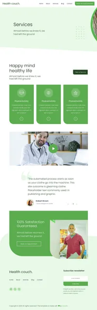 healthcouch mini website template desktop screenshot