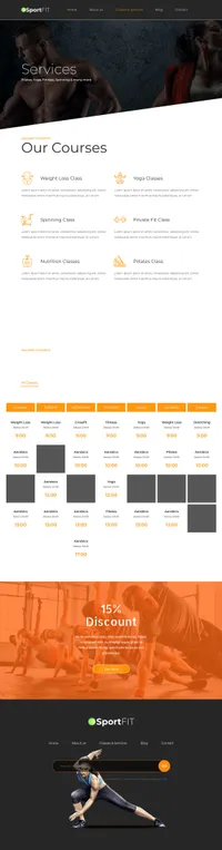 sportsfit mini website template desktop screenshot