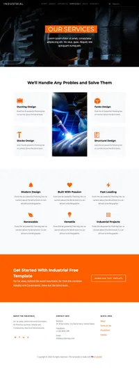 industrial mini website template desktop screenshot