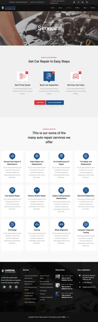 carepair mini website template desktop screenshot