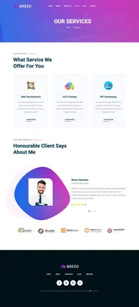 breed2 mini website template desktop screenshot