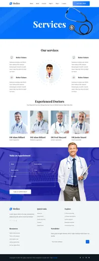 medico mini website template desktop screenshot