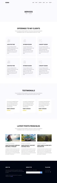 ronin mini website template desktop screenshot