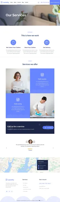 laundry mini website template desktop screenshot