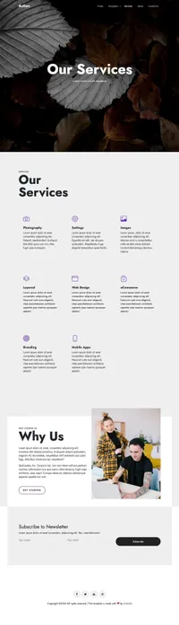 action mini website template desktop screenshot