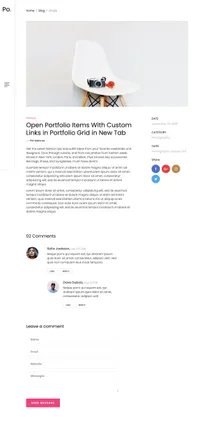 po-portfolio mini website template desktop screenshot