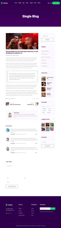 hostza mini website template desktop screenshot