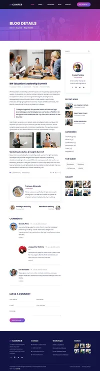 confer mini website template desktop screenshot
