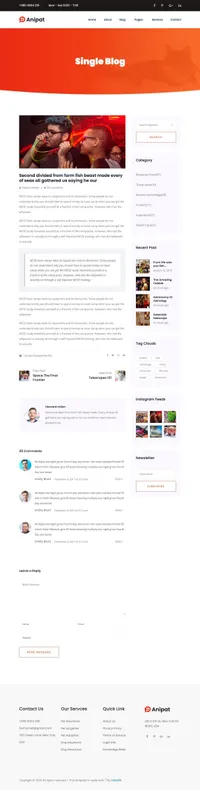 anipat mini website template desktop screenshot
