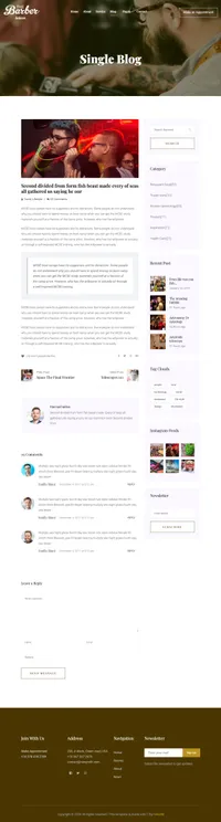 the-barber mini website template desktop screenshot