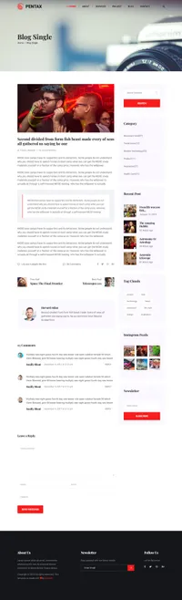 pentax mini website template desktop screenshot