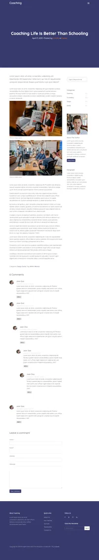 coaching mini website template desktop screenshot