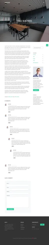 warehouse mini website template desktop screenshot