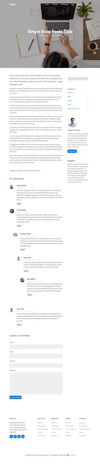 tutor mini website template desktop screenshot