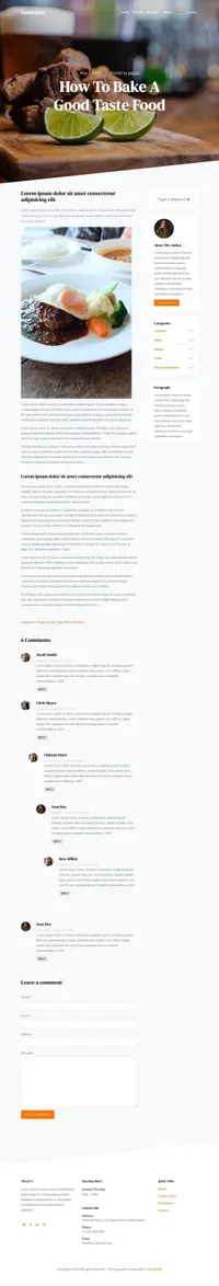 gourmet mini website template desktop screenshot