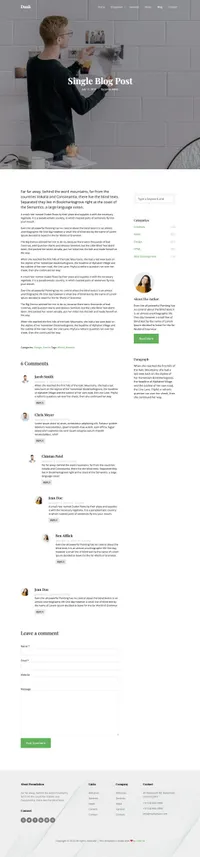 dusk mini website template desktop screenshot