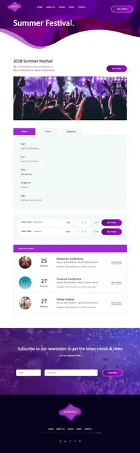 agenda mini website template desktop screenshot