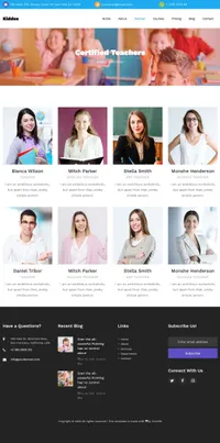 kiddos mini website template desktop screenshot