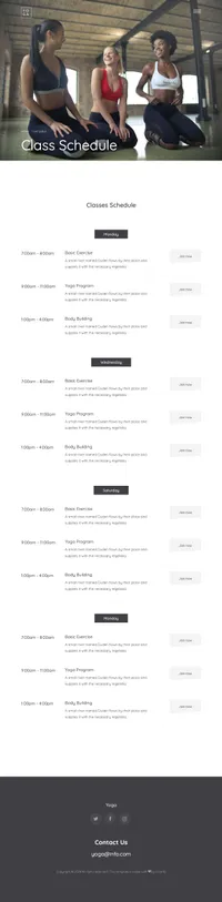 yoga mini website template desktop screenshot