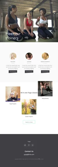 yoga mini website template desktop screenshot