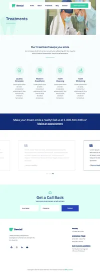 dental mini website template desktop screenshot