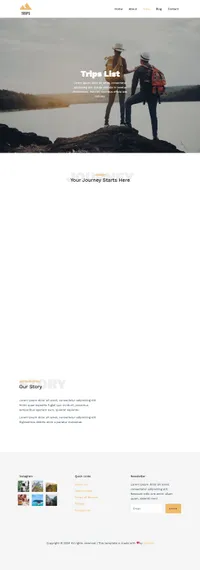 trips mini website template desktop screenshot