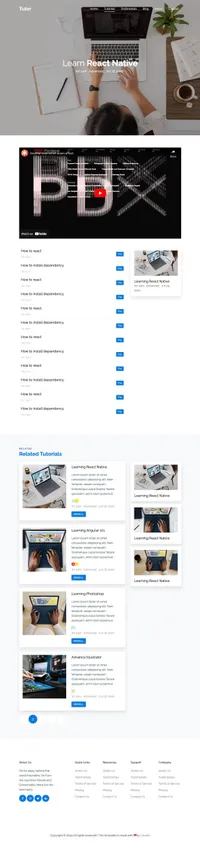tutor mini website template desktop screenshot