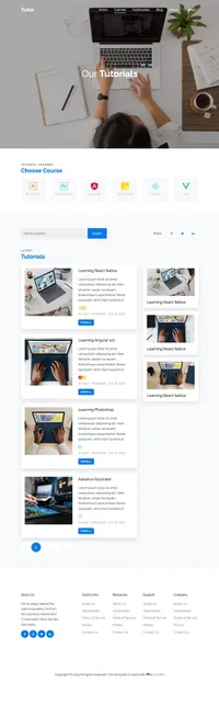 tutor mini website template desktop screenshot